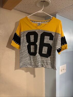 PINK Victoria's Secret Yellow & Gray '86 Sporty Tee